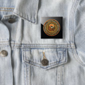 [500] Egyptische Sun God Ra Vierkante Button 5,1 Cm (In situ)