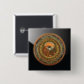 [500] Egyptische Sun God Ra Vierkante Button 5,1 Cm (Voorkant /achterkant)
