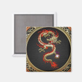 [500] Golden Chinese Dragon Fucanglong Magneet (Voorkant / Achterkant)