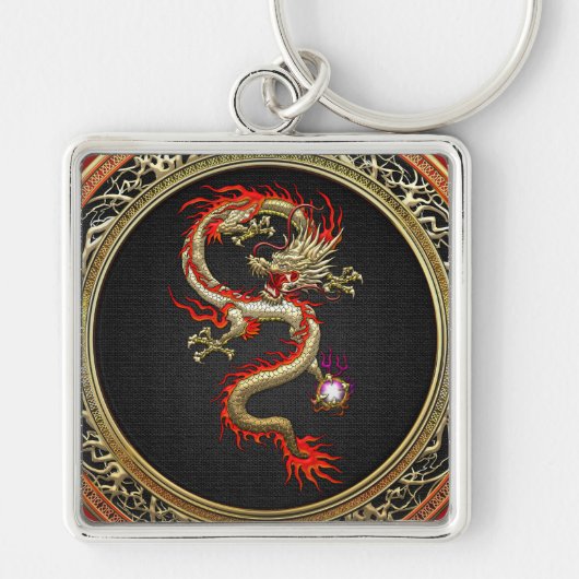 [500] Golden Chinese Dragon Fucanglong Sleutelhanger (Voorkant)