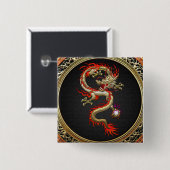 [500] Golden Chinese Dragon Fucanglong Vierkante Button 5,1 Cm (Voorkant /achterkant)