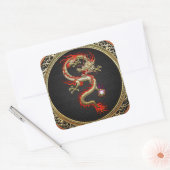 [500] Golden Chinese Dragon Fucanglong Vierkante Sticker (Envelop)