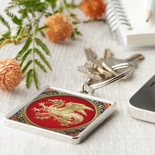 [500] IJslandse draak, Landvætir [Gold] Sleutelhanger (Zijkant)