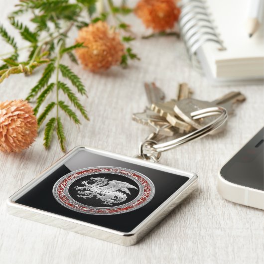 [500] IJslandse draak, Landvætir [Silver] Sleutelhanger (Zijkant)