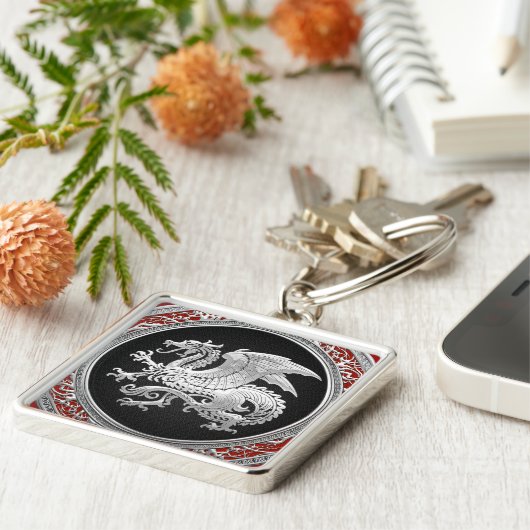 [500] IJslandse draak, Landvætir [Silver] Sleutelhanger (Zijkant)