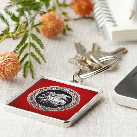 [500] IJslandse draak, Landvætir [Silver] Sleutelhanger (Zijkant)