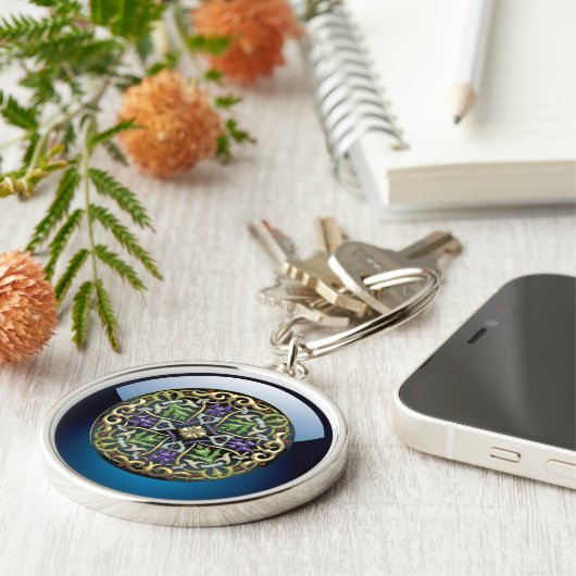 [500] Keltisch kruis [Goud met zwarte namel] Sleutelhanger (Zijkant)