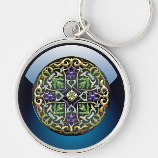 [500] Keltisch kruis [Goud met zwarte namel] Sleutelhanger (Voorkant)