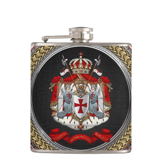 [500] Knachten Templar Coat of Arms Heupfles (Voorkant)