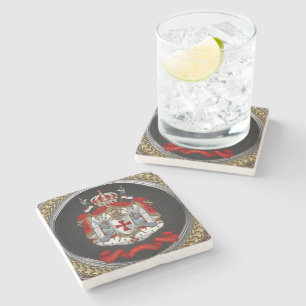 [500] Knachten Templar Coat of Arms Stenen Onderzetter