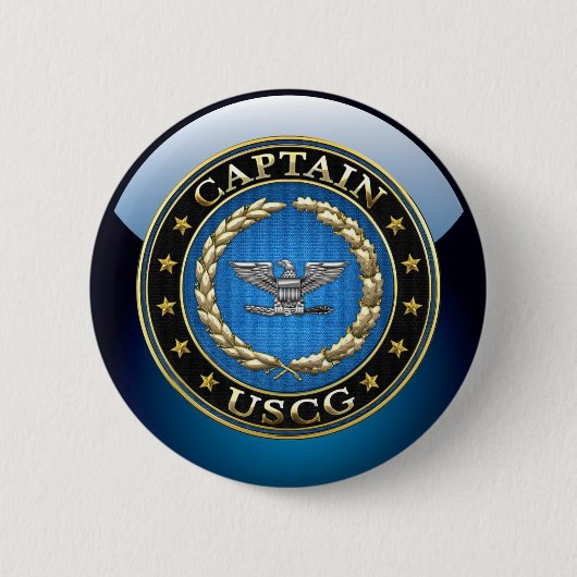 [500] Kustwacht: Kapitein (CAPT) Ronde Button 5,7 Cm (Voorkant)