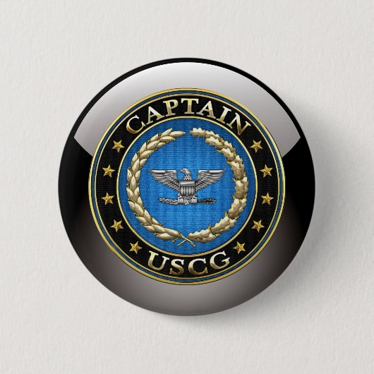 [500] Kustwacht: Kapitein (CAPT) Ronde Button 5,7 Cm (Voorkant)
