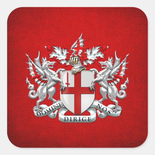 [500] Londense stad — Wapenstoofpot Vierkante Sticker (Voorkant)