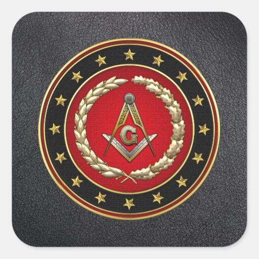 [500] Masonic Square and Compass [3rd Degree] Vierkante Sticker (Voorkant)