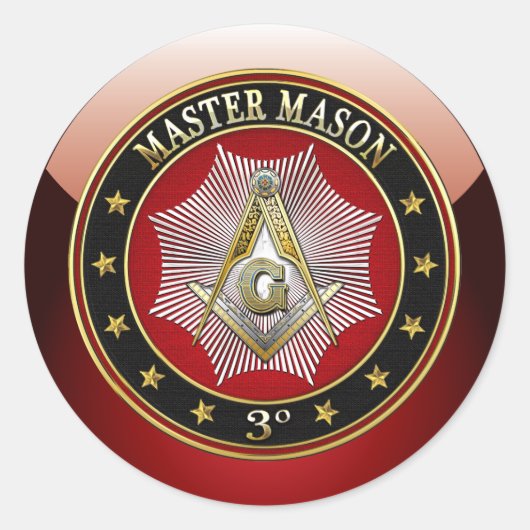 [500] Master Mason - 3rd Gradenplein & kompassen Ronde Sticker (Voorkant)