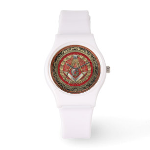 [500] Master Mason - Gold Square & Compass Horloge