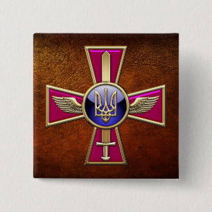 [500] Oekraïense luchtmacht Emblem Vierkante Button 5,1 Cm