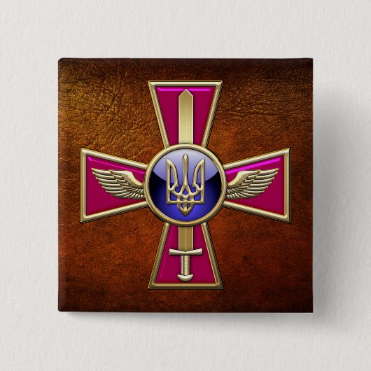 [500] Oekraïense luchtmacht Emblem Vierkante Button 5,1 Cm (Voorkant)