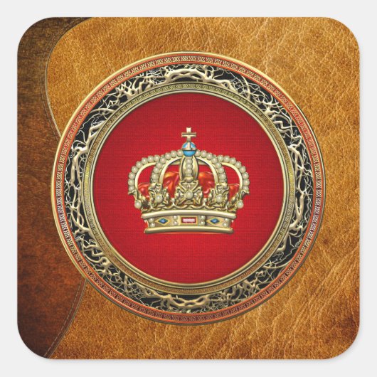 [500] Princess King-Queen Crown [Belg.Gold] Vierkante Sticker (Voorkant)
