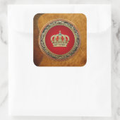 [500] Princess King-Queen Crown [Belg.Gold] Vierkante Sticker (Tas)