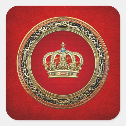 [500] Princess King-Queen Crown [Belg.Gold] Vierkante Sticker (Voorkant)