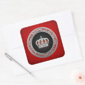 [500] Princess King-Queen Crown [Zilver] Vierkante Sticker (Envelop)