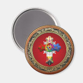 [500] Rosy Cross (Roos Croix) op Red & Gold Magneet (Voorkant / Achterkant)