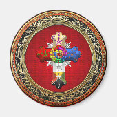 [500] Rosy Cross (Roos Croix) op Red & Gold Magneet (Voorkant)