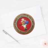 [500] Rosy Cross (Roos Croix) op Red & Gold Ronde Sticker (Envelop)