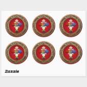 [500] Rosy Cross (Roos Croix) op Red & Gold Ronde Sticker (Vel)