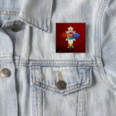 [500] Rosy Cross (Roos Croix) Vierkante Button 5,1 Cm (In situ)