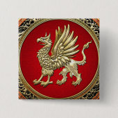 [500] Sacred Gold Griffin Vierkante Button 5,1 Cm (Voorkant)