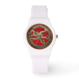 [500] Sacred Gold Octopus in Defensief Posture Horloge