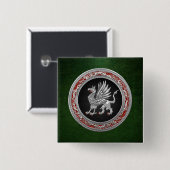 [500] Sacred Silver Griffin Vierkante Button 5,1 Cm (Voorkant /achterkant)