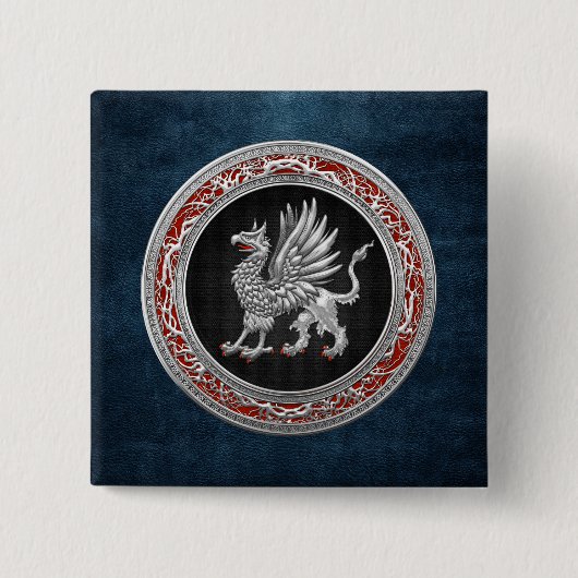[500] Sacred Silver Griffin Vierkante Button 5,1 Cm (Voorkant)