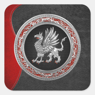 [500] Sacred Silver Griffin Vierkante Sticker