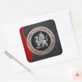 [500] Sacred Silver Griffin Vierkante Sticker (Envelop)