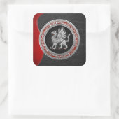 [500] Sacred Silver Griffin Vierkante Sticker (Tas)
