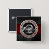 [500] Sacred Silver Scorpion op zwart Vierkante Button 5,1 Cm (Voorkant /achterkant)
