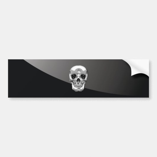[500] Silver Human Skull. Bumpersticker (Voorkant)