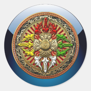 [500] Tibetan Double Dorje Mandala Ronde Sticker