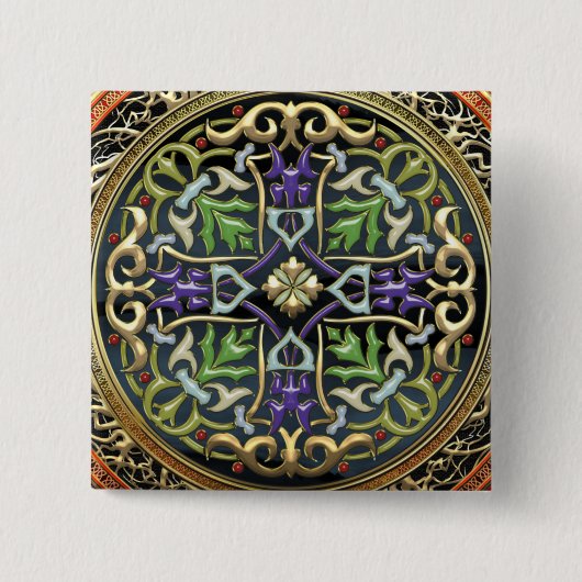 [500] Treasure Trove: Celtic Cross Vierkante Button 5,1 Cm (Voorkant)