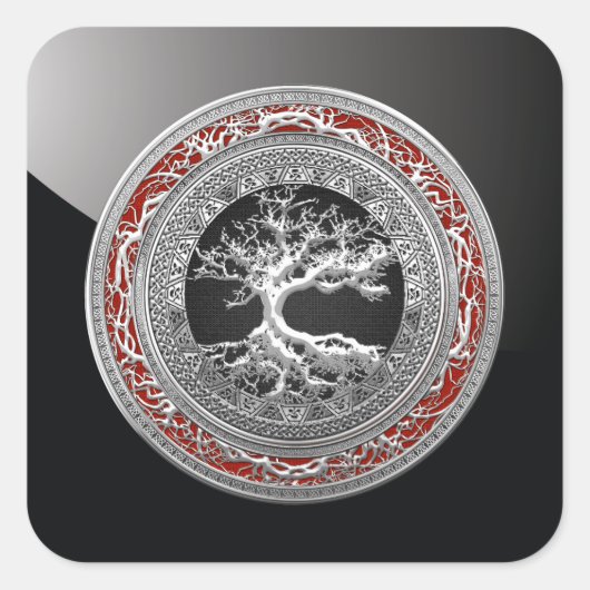 [500] Treasure Trove: Celtic Tree of Life [Silver] Vierkante Sticker (Voorkant)