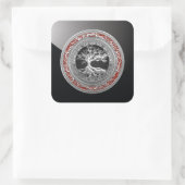 [500] Treasure Trove: Celtic Tree of Life [Silver] Vierkante Sticker (Tas)