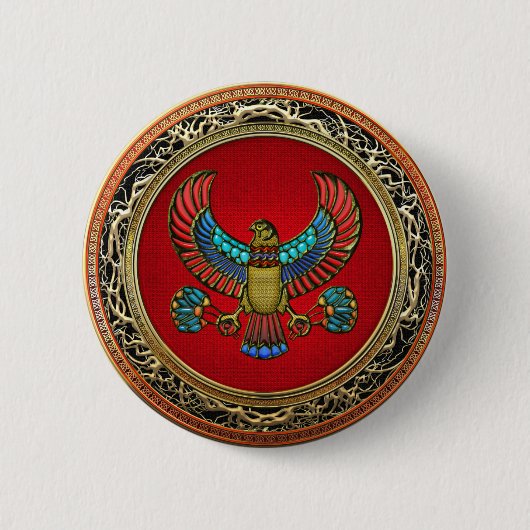 [500] Treasure Trove: Egyptische valk Ronde Button 5,7 Cm (Voorkant)