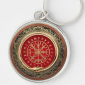 [500] Vegvisir - Viking Gold Magic Runass Sleutelhanger (Voorkant)