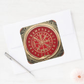 [500] Vegvisir - Viking Gold Magic Runass Vierkante Sticker (Envelop)