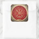 [500] Vegvisir - Viking Gold Magic Runass Vierkante Sticker (Tas)