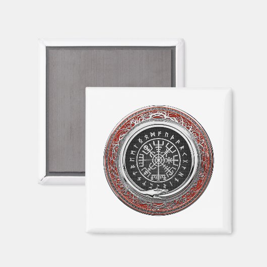 [500] Vegvisir - Viking Silver Magic Runass Magneet (Voorkant / Achterkant)