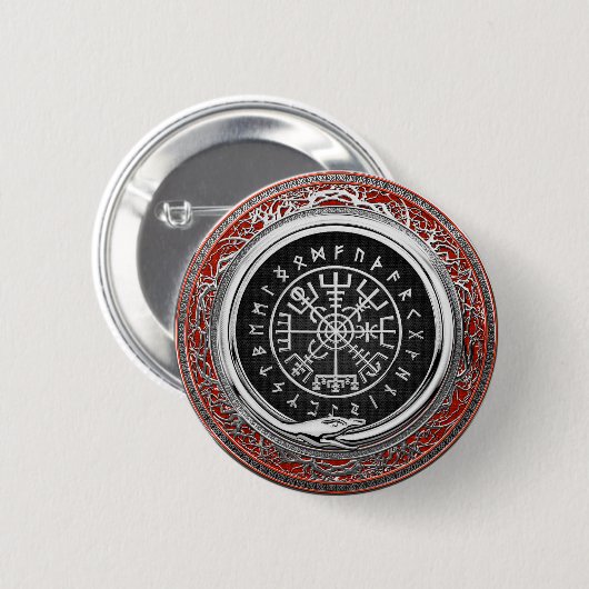 [500] Vegvisir - Viking Silver Magic Runass Ronde Button 5,7 Cm (Voorkant /achterkant)